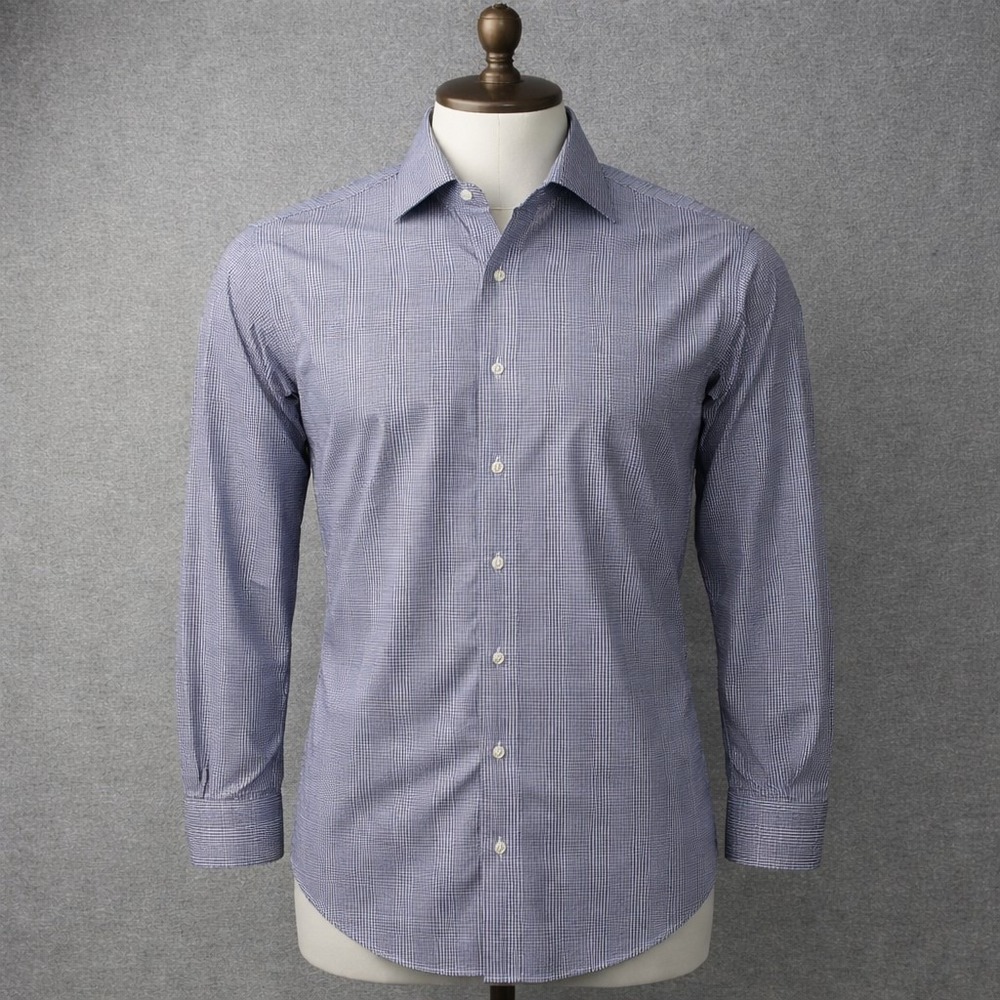 Brooks‎ Brothers Madison Non-Iron Dress Shirt Blue Gingham Supima Cotton 16.5 33